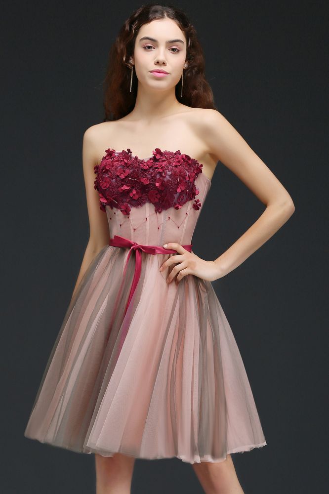 MISSHOW offers gorgeous Dusty Rose Scoop party dresses with delicately handmade Lace in size 0-26W. Shop Mini prom dresses at affordable prices.