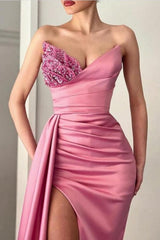 Stunning Satin Side Slit Sleeveless Long Evening Dress-misshow.com