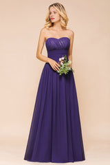 Sweetheart Chiffon Garden Bridesmaid Dress Strapless Party Dress-misshow.com