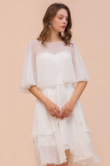 Sweetheart Mini Chiffon Dress with Wraps Simple Beach Bridesmaid Dress for Bride-misshow.com