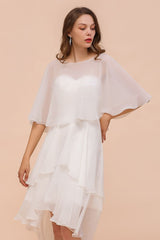 Sweetheart Mini Chiffon Dress with Wraps Simple Beach Bridesmaid Dress for Bride-misshow.com