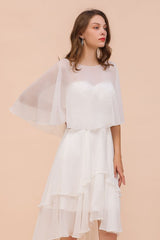 Sweetheart Mini Chiffon Dress with Wraps Simple Beach Bridesmaid Dress for Bride-misshow.com