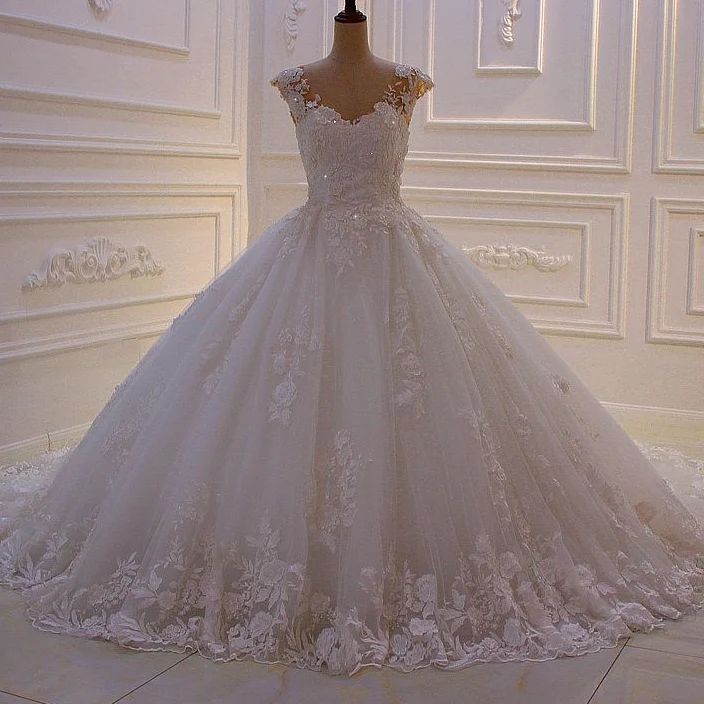 Sweetheart Princess A-line Sleeveless Appliques Lace Wedding Dress ...