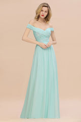 MISSHOW offers Sweetheart Ruffles Simple Prom Dresses Off the Shoulder aline Bridesmaid Dress at a good price from Misshow