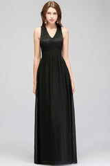 MISSHOW offers V-neck Floor Length Sleeveless Lace Top Black Bridesmaid Dress at a good price from Black,100D Chiffon to A-line Floor-length them. Stunning yet affordable Sleeveless Bridesmaid Dresses.