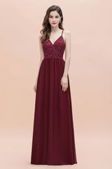 Looking for Prom Dresses,Evening Dresses,Homecoming Dresses,Quinceanera dresses in 100D Chiffon,Sequined,Lace, A-line style, and Gorgeous Lace work  MISSHOW has all covered on this elegant V-Neck Sleeveless Aline Evening Dress Sequins Bridesmaid Dress.