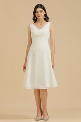 MISSHOW offers V-Neck White Simple Chiffon Mini Daily Casual Dress Short Party Dress at a good price from Misshow