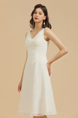 MISSHOW offers V-Neck White Simple Chiffon Mini Daily Casual Dress Short Party Dress at a good price from Misshow