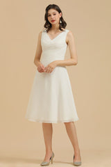 MISSHOW offers V-Neck White Simple Chiffon Mini Daily Casual Dress Short Party Dress at a good price from Misshow