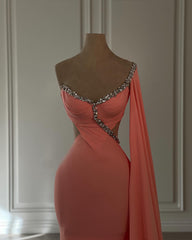 Vintage Mermaid Chiffon Scoop Cap Sleeve Prom Dresses With Rhinestone