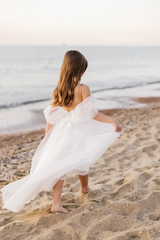 White A-line Off-the-shoulder Flower Girls Dress With Lace-misshow.com