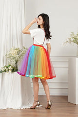 Women Rainbow Tutu Skirt Layered Tulle Skirt Girls Colorful Halloween Costumes Tutu-misshow.com