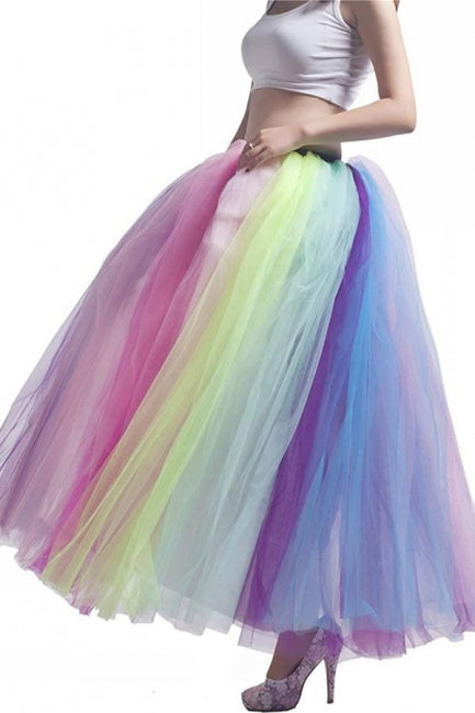 Women's A-Line Pleated Long Maxi Tutu Tulle Party Skirts Halloween Christmas Day Gift-misshow.com