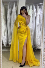 Yellow Evening Dresses Long Glitter | Prom dresses-misshow.com